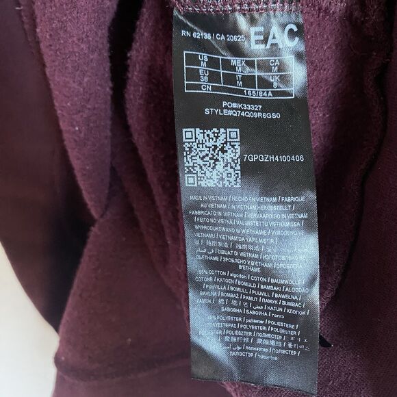 Vintage Guess Y2K Hoodie Women M Burgundy Perforated Logo Pullover Casual - Picture 8 of 8